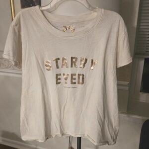 NWOT SPIRITUAL GANGSTER Starry Eyed Short Sleeve Tee Cream Women's Size Large